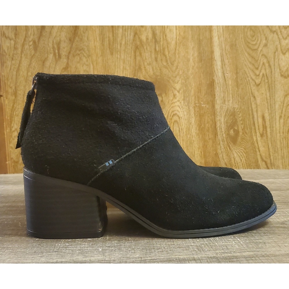 Tom's Lelia Zip Ankle Boots Women's Size 7.5‎ Black